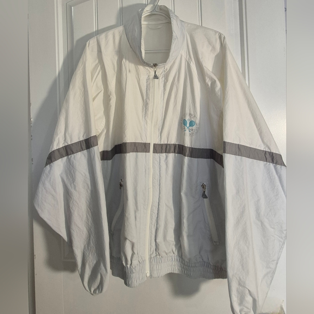 Mens Vintage Front Runners Luhta Tennis Themed Zip Front Jacket Size 44